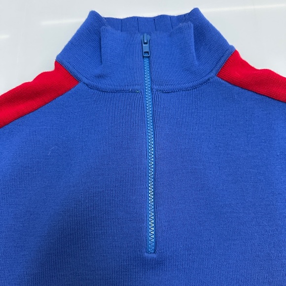VINTAGE Obermeyer 1/4 Zip 100% Wool Sweater , Andre style, Blue Red Color block - Picture 5 of 5